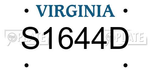 S1644D Virginia License Plate