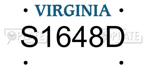 S1648D Virginia License Plate