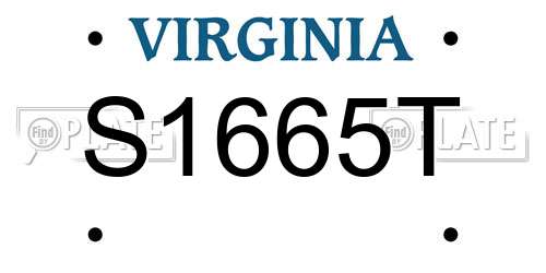 S1665T Virginia License Plate
