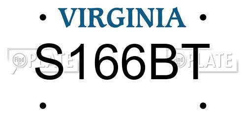 S166BT Virginia License Plate