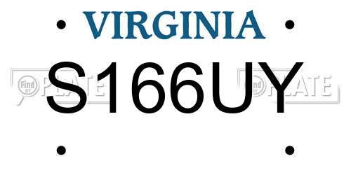S166UY Virginia License Plate