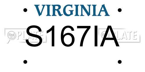 S167IA Virginia License Plate