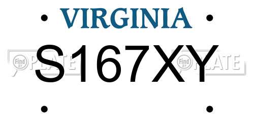S167XY Virginia License Plate