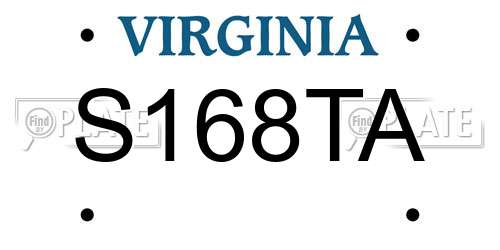 S168TA Virginia License Plate