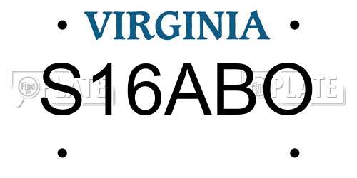 S16ABO Virginia License Plate
