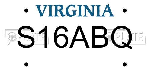 S16ABQ Virginia License Plate
