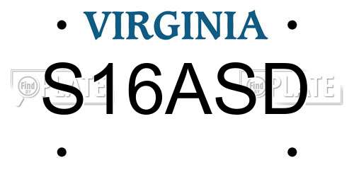 S16ASD Virginia License Plate