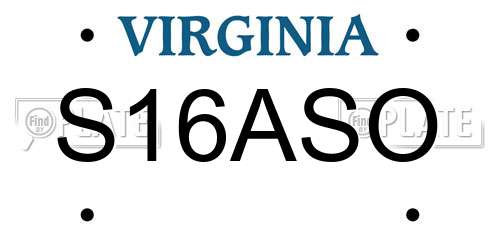 S16ASO Virginia License Plate