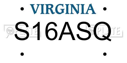 S16ASQ Virginia License Plate