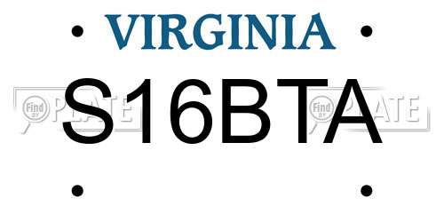 S16BTA Virginia License Plate