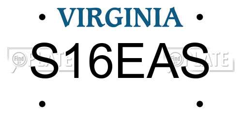 S16EAS Virginia License Plate
