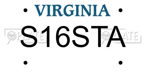 S16STA Virginia License Plate