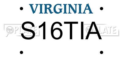 S16TIA Virginia License Plate