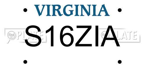 S16ZIA Virginia License Plate