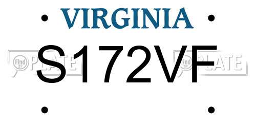 S172VF Virginia License Plate