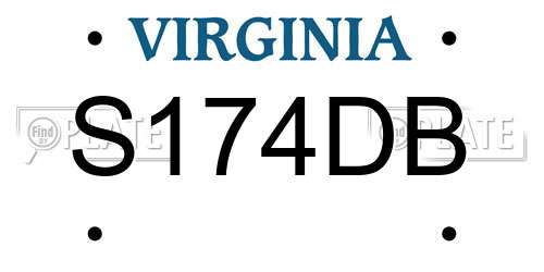 S174DB Virginia License Plate