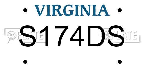S174DS Virginia License Plate