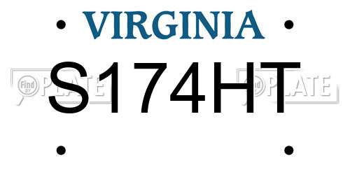 S174HT Virginia License Plate