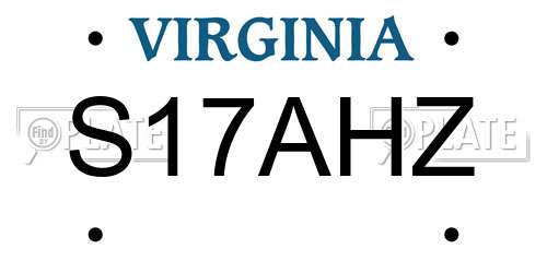 S17AHZ Virginia License Plate