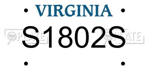 S1802S Virginia License Plate