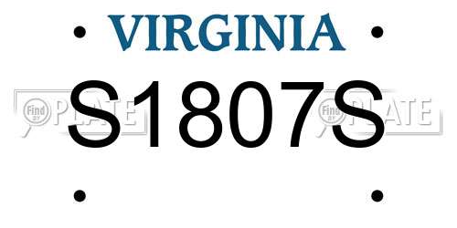 S1807S Virginia License Plate