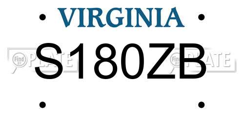 S180ZB Virginia License Plate