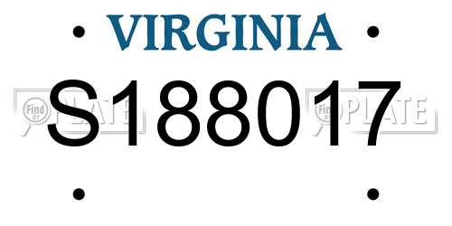 S188017 Virginia License Plate