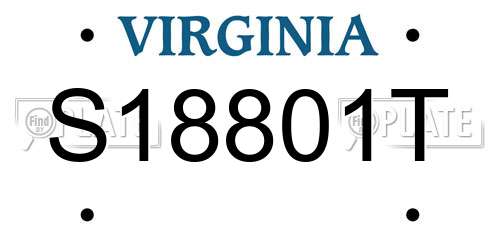 S18801T Virginia License Plate