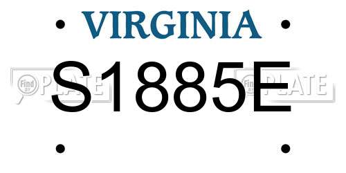 S1885E Virginia License Plate