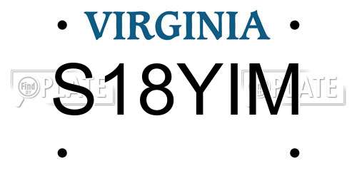 S18YIM Virginia License Plate