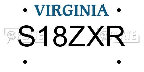 S18ZXR Virginia License Plate