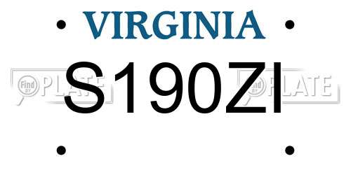 S190ZI Virginia License Plate