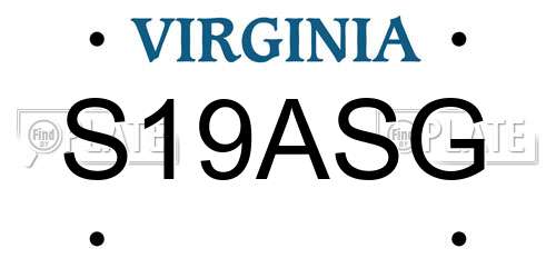 S19ASG Virginia License Plate