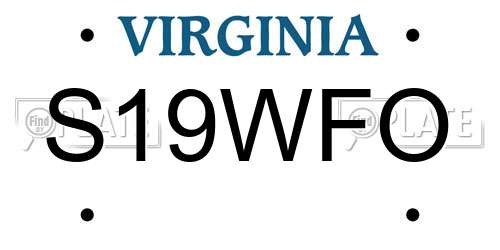 S19WFO Virginia License Plate