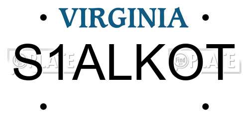 S1ALKOT Virginia License Plate