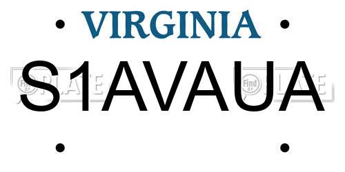 S1AVAUA Virginia License Plate