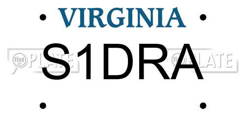 S1DRA Virginia License Plate