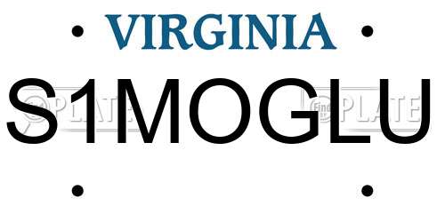 S1MOGLU Virginia License Plate