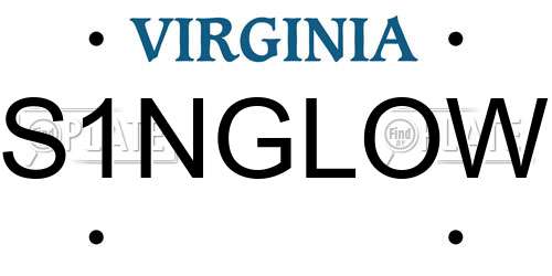 S1NGLOW Virginia License Plate