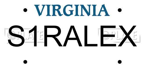 S1RALEX Virginia License Plate