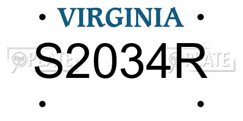 S2034R Virginia License Plate
