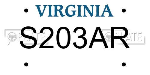 S203AR Virginia License Plate