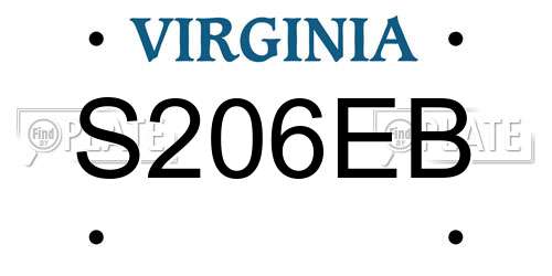 S206EB Virginia License Plate