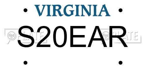 S20EAR Virginia License Plate