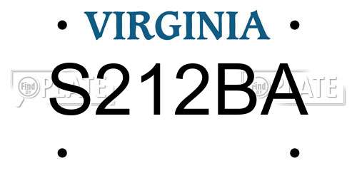 S212BA Virginia License Plate