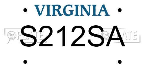S212SA Virginia License Plate