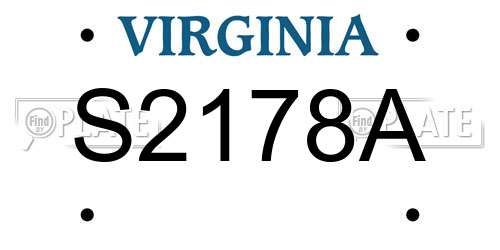 S2178A Virginia License Plate