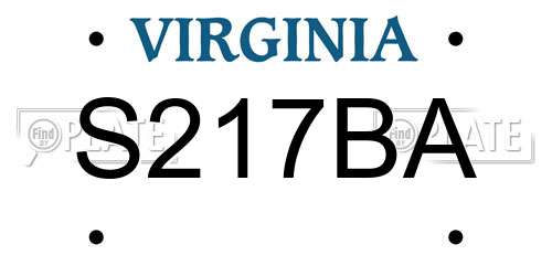 S217BA Virginia License Plate