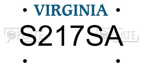 S217SA Virginia License Plate