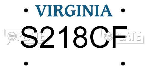 S218CF Virginia License Plate